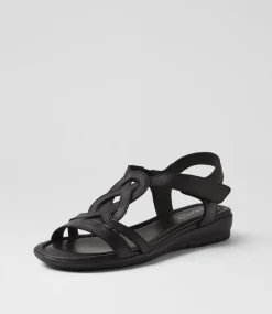 Women SUPERSOFT Comfort|Flats-Famie Black Leather Sandals