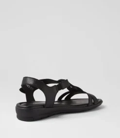 Women SUPERSOFT Comfort|Flats-Famie Black Leather Sandals