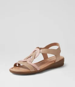 Women SUPERSOFT Comfort|Flats-Famie Light Taupe Blush Leather Sandals