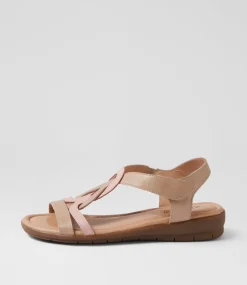 Women SUPERSOFT Comfort|Flats-Famie Light Taupe Blush Leather Sandals