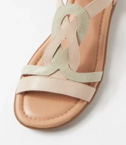 Women SUPERSOFT Comfort|Flats-Famie Stone Seagreen Leather Sandals