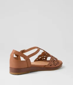 Women SUPERSOFT Comfort|Flats-Fan Dark Tan Leather Sandals