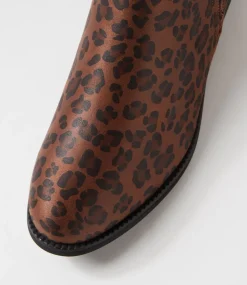 Women I LOVE BILLY Boots-Fanda Brown Leopard Microsuede Chelsea Boots
