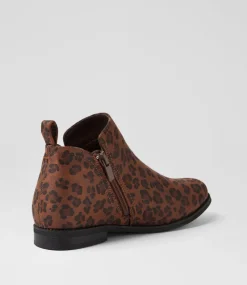 Women I LOVE BILLY Boots-Fanda Brown Leopard Microsuede Chelsea Boots