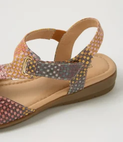 Women SUPERSOFT Comfort|Flats-Fanne2 Orange Cross Hatch Leather Sandals