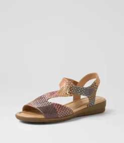 Women SUPERSOFT Comfort|Flats-Fanne2 Orange Cross Hatch Leather Sandals