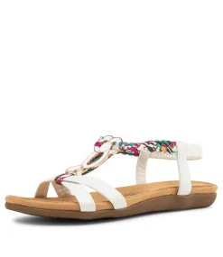 Women I LOVE BILLY Flats|Sandals-Fantasie White Multi Sandals