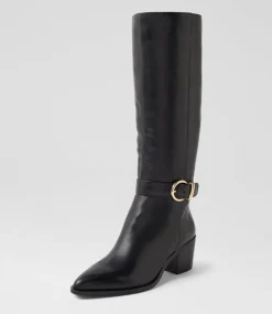 Women DIANA FERRARI Boots-Farally Black Leather Knee High Boots