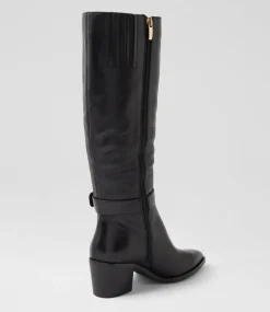 Women DIANA FERRARI Boots-Farally Black Leather Knee High Boots