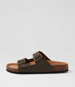 COLORADO Casuals|Sandals-Farrah Mocca Crazyhorse Leather Slides