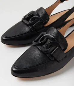 Women TOP END Flats|Loafers-Favillas Black Leather Flat Shoes