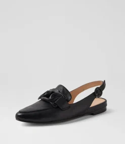 Women TOP END Flats|Loafers-Favillas Black Leather Flat Shoes