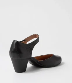 Women SUPERSOFT Dress|Comfort-Felicia Black Leather Heels