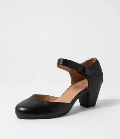 Women SUPERSOFT Dress|Comfort-Felicia Black Leather Heels