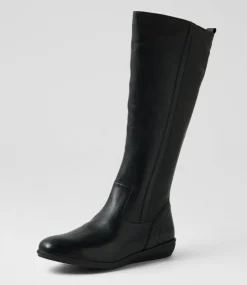 Women SUPERSOFT Boots|Comfort-Felicitey Black Leather Knee High Boots