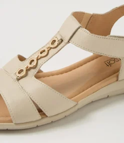 Women SUPERSOFT Comfort|Flats-Ferraro2 Almond Leather Sandals
