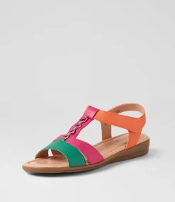 Women SUPERSOFT Comfort|Flats-Ferraro2 Bright Multi Leather Sandals