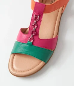Women SUPERSOFT Comfort|Flats-Ferraro2 Bright Multi Leather Sandals