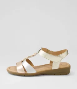 Women SUPERSOFT Flats|Comfort-Ferraro2 Rose Gold Silver Leather Sandals