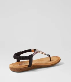 Women I LOVE BILLY Flats|Sandals-Fessa Black Multi Sandals