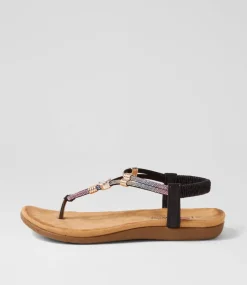 Women I LOVE BILLY Flats|Sandals-Fessa Black Multi Sandals