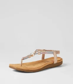 Women I LOVE BILLY Flats|Sandals-Fessa Rose Gold Multi Sandals