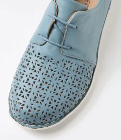 Women SUPERSOFT Comfort|Flats-Festival Light Denim Leather Lace Up Flats
