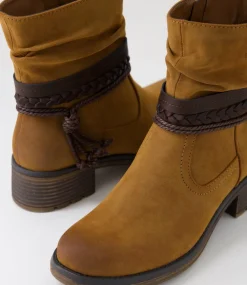 Women I LOVE BILLY Boots-Fhuter Tan Nubuck Pu Ankle Boots
