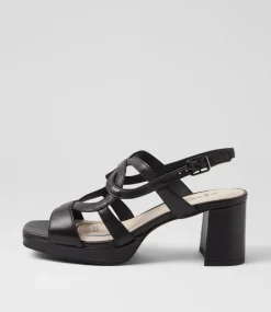 Women SUPERSOFT Comfort|Heels-Fiance Black Leather Sandals