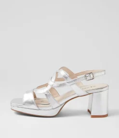 Women SUPERSOFT Comfort|Heels-Fiance Silver Leather Sandals
