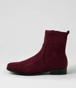 Women DIANA FERRARI Boots-Finkis Burgundy Stretch Microsuede Ankle Boots