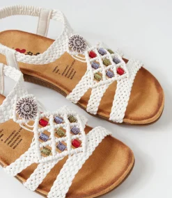 Women I LOVE BILLY Flats|Sandals-Fiorente White Multi Sandals
