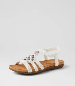 Women I LOVE BILLY Flats|Sandals-Fiorente White Multi Sandals