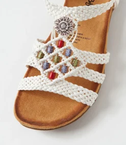 Women I LOVE BILLY Flats|Sandals-Fiorente White Multi Sandals