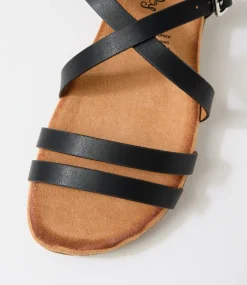 Women I LOVE BILLY Flats|Sandals-Flagrun Black Sandals