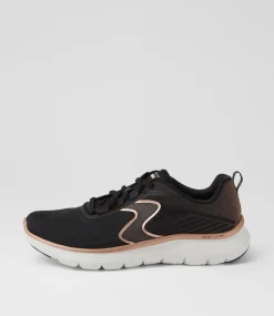 Women SKECHERS Sneakers-Flex Appeal 5 Black Rose Gold Mesh Sneakers