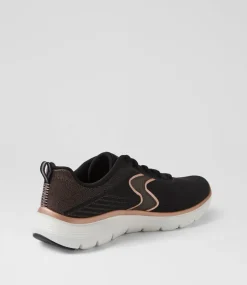 Women SKECHERS Sneakers-Flex Appeal 5 Black Rose Gold Mesh Sneakers