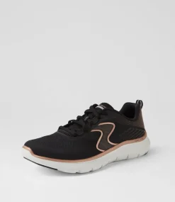 Women SKECHERS Sneakers-Flex Appeal 5 Black Rose Gold Mesh Sneakers