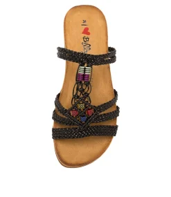 Women I LOVE BILLY Flats|Sandals-FLIPPY BLACK MULTI