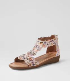 Women SUPERSOFT Comfort|Flats-Floriea Pansy Leather Sandals