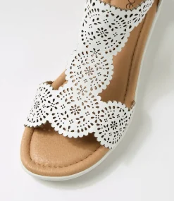 Women SUPERSOFT Comfort|Flats-Floriea White Leather Sandals