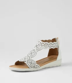 Women SUPERSOFT Comfort|Flats-Floriea White Leather Sandals