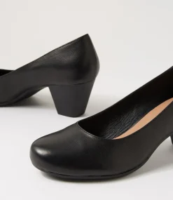 Women SUPERSOFT Comfort|Heels-Follies Black Leather Heels