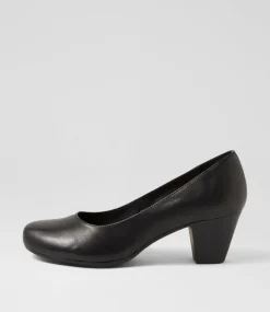 Women SUPERSOFT Comfort|Heels-Follies Black Leather Heels
