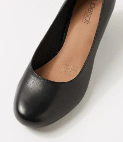 Women SUPERSOFT Comfort|Heels-Follies Black Leather Heels