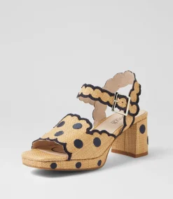Women SUPERSOFT Comfort|Heels-Following Natural Black Synthetic Raffia Sandals