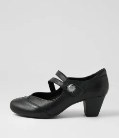 Women SUPERSOFT Comfort|Mary Janes-Fortunet Black Leather Mary Jane Heels