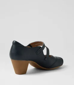Women SUPERSOFT Comfort|Mary Janes-Fortunet Navy Leather Mary Jane Heels