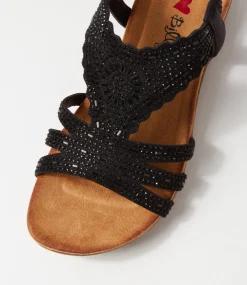 Women I LOVE BILLY Flats|Sandals-Fossio Black Multi Sandals