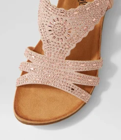 Women I LOVE BILLY Flats|Sandals-Fossio Rose Gold Multi Sandals